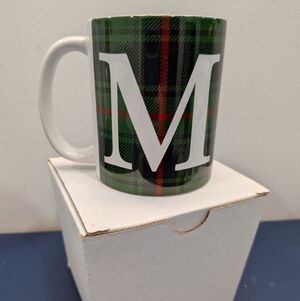 Green Plaid Monogram Mug